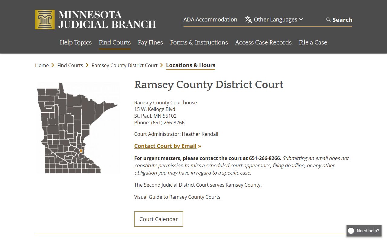 Ramsey County court records locations and hours