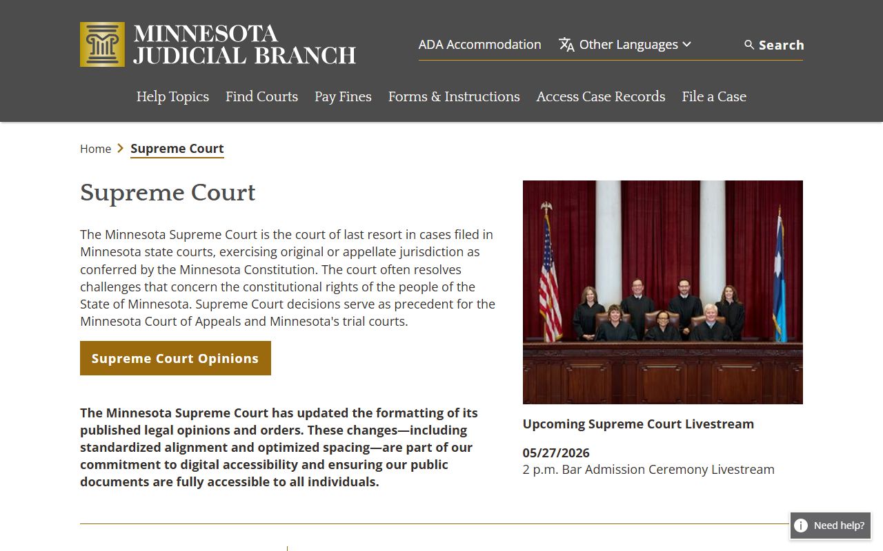 Ramsey County court records Minnesota Supreme Court page