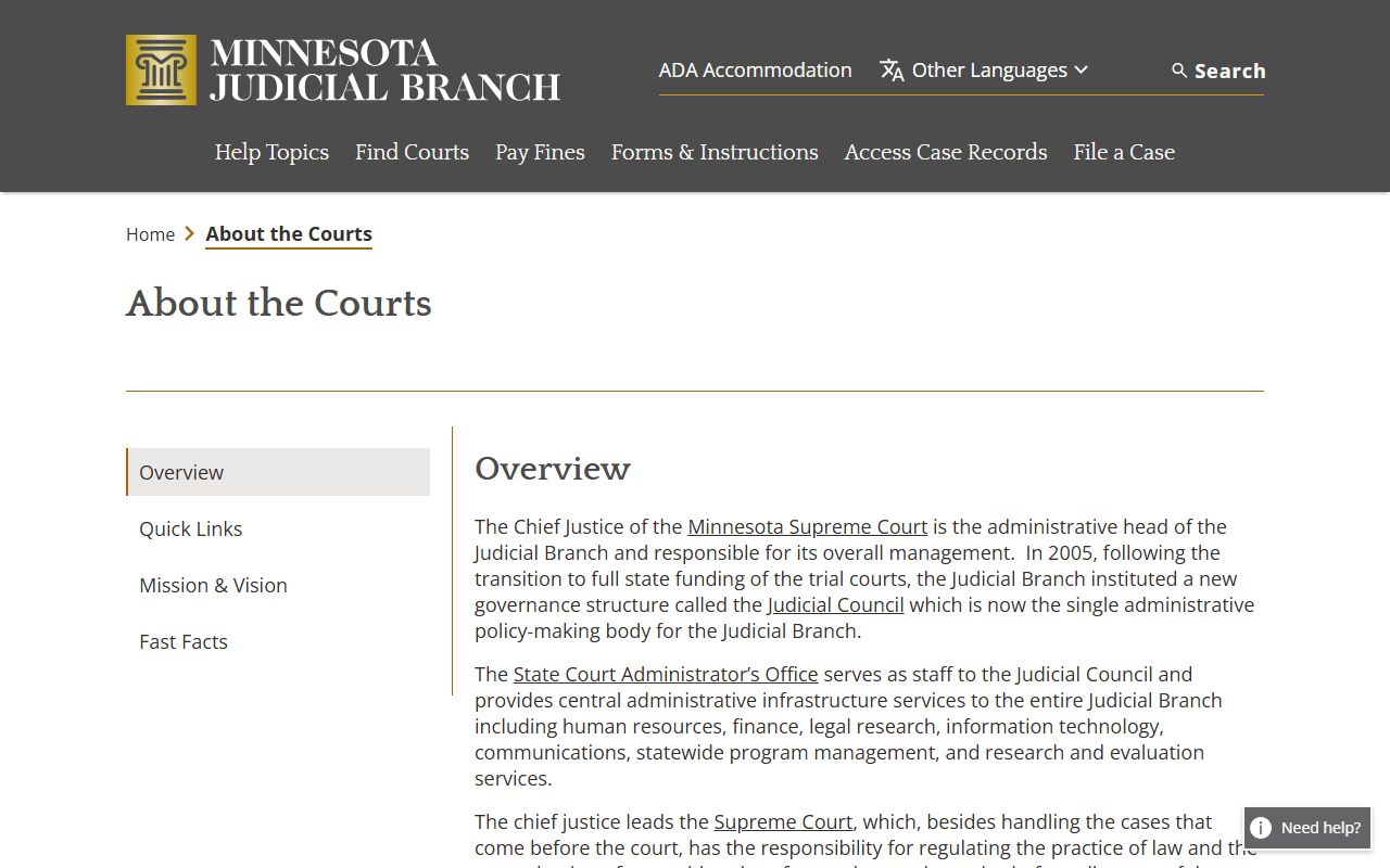 Ramsey County court records about the courts page