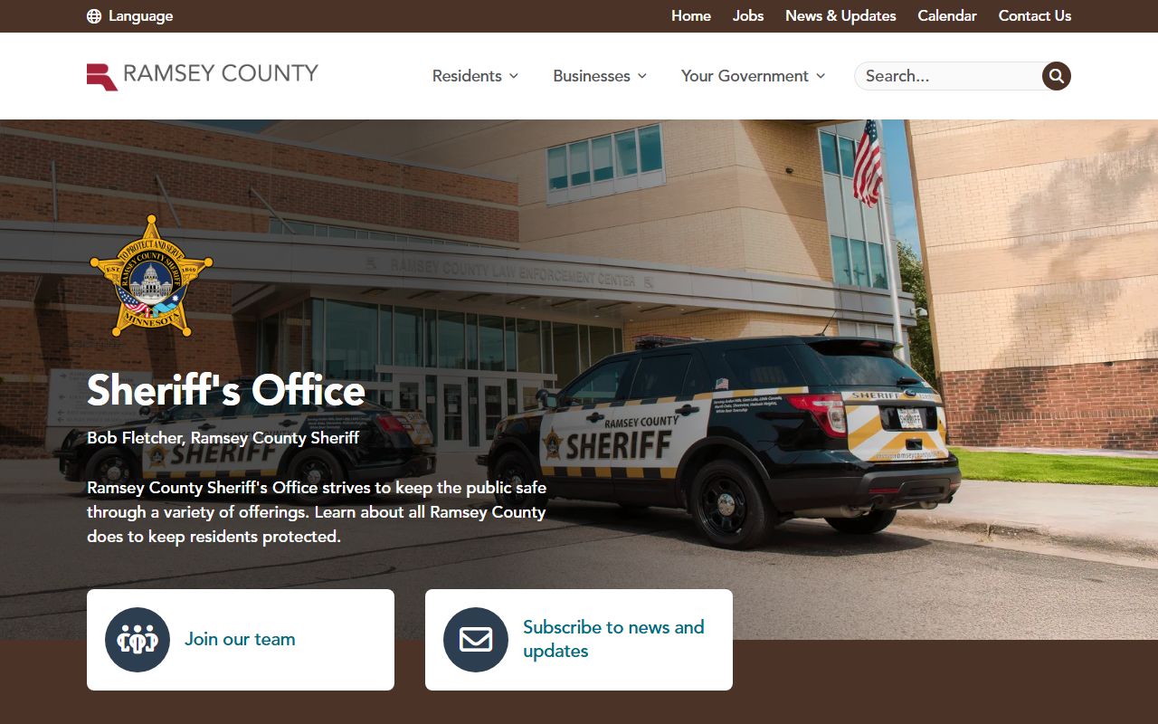 Ramsey County inmate records Sheriff homepage
