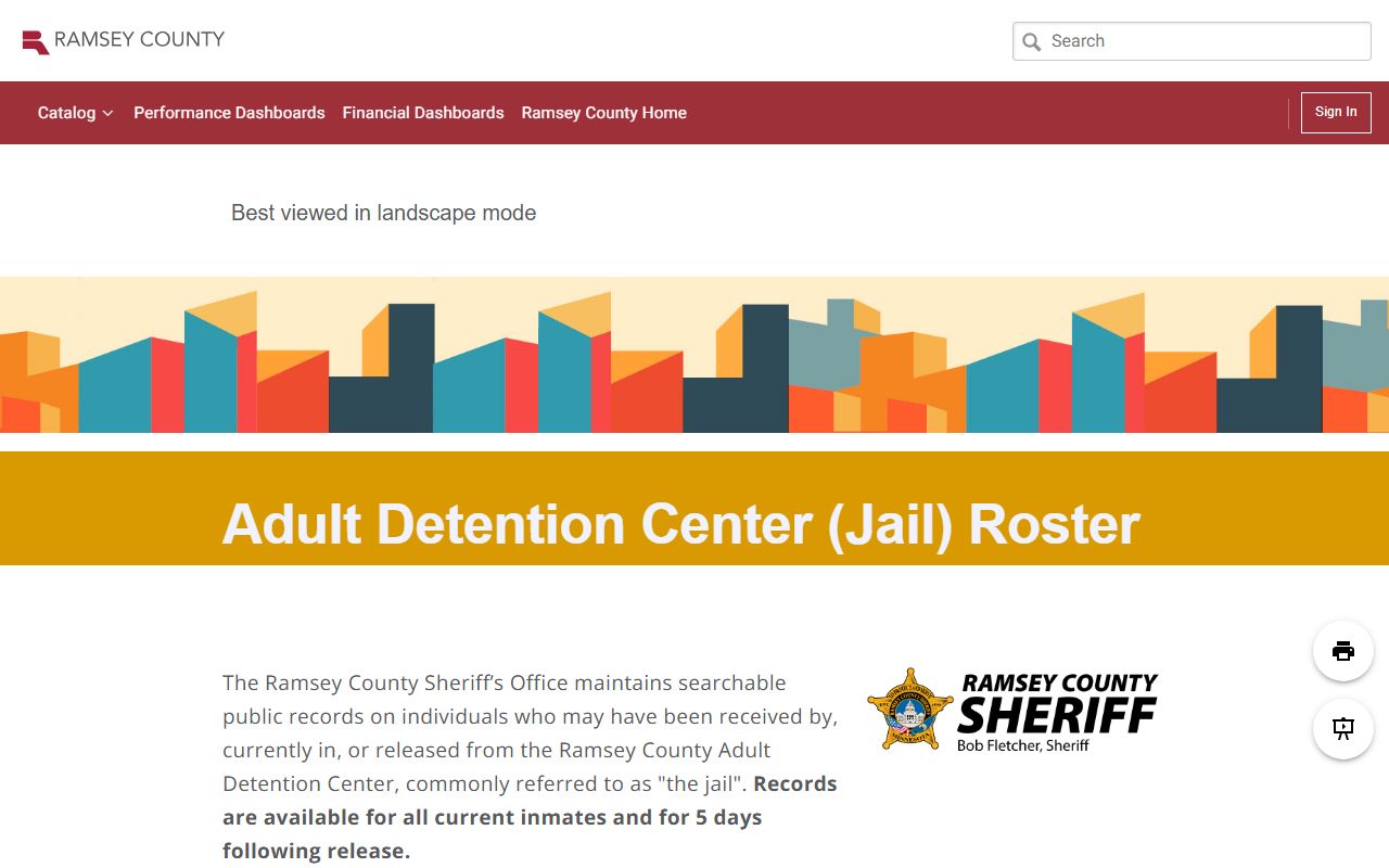 Ramsey County inmate records open data jail roster interface