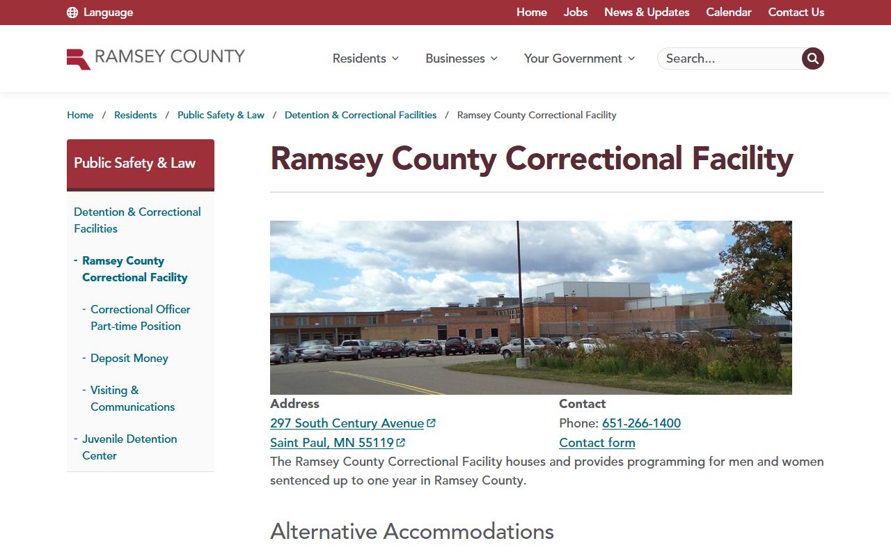 Ramsey County inmate population RCCF facility page