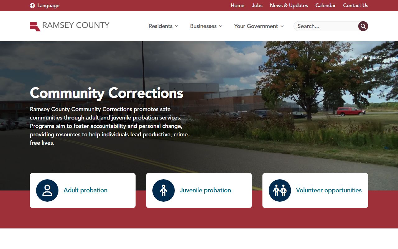 Ramsey County inmate population Community Corrections department page