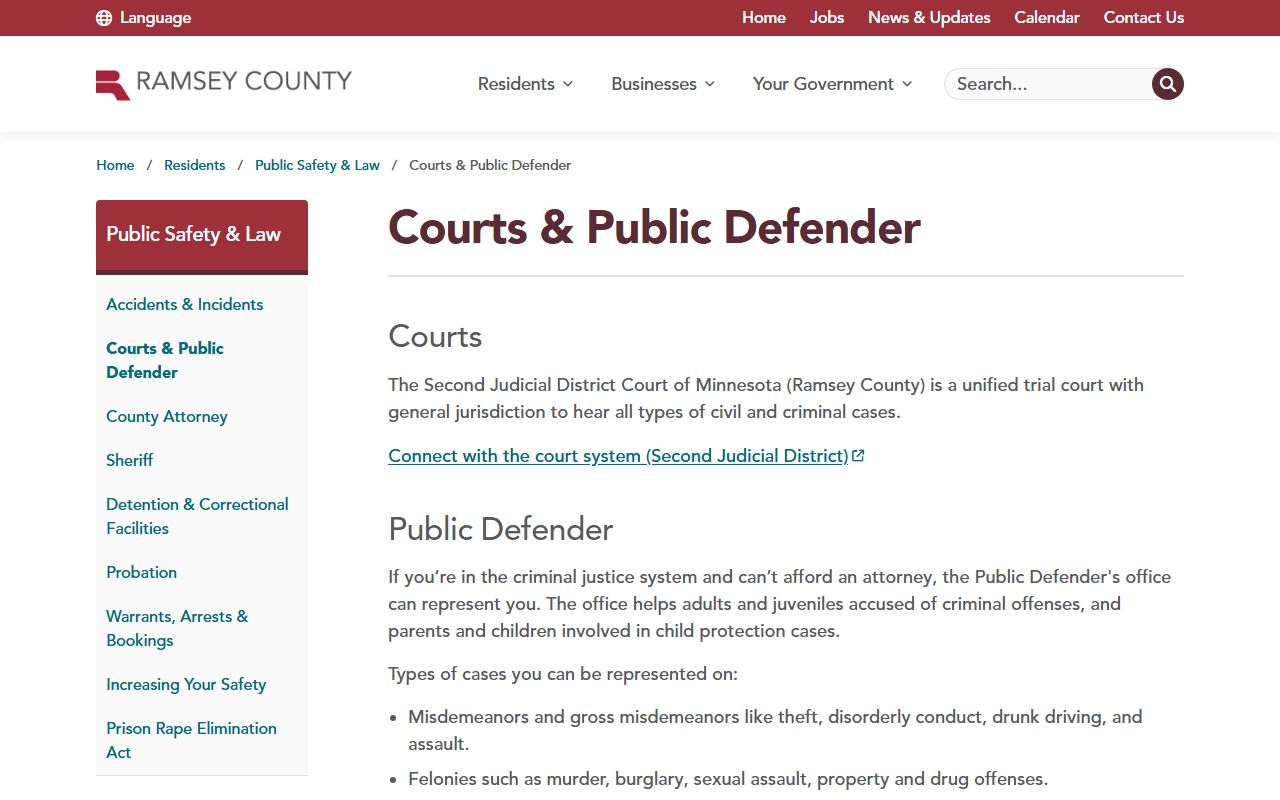 Ramsey County marriage and divorce records Courts and Public Defender page