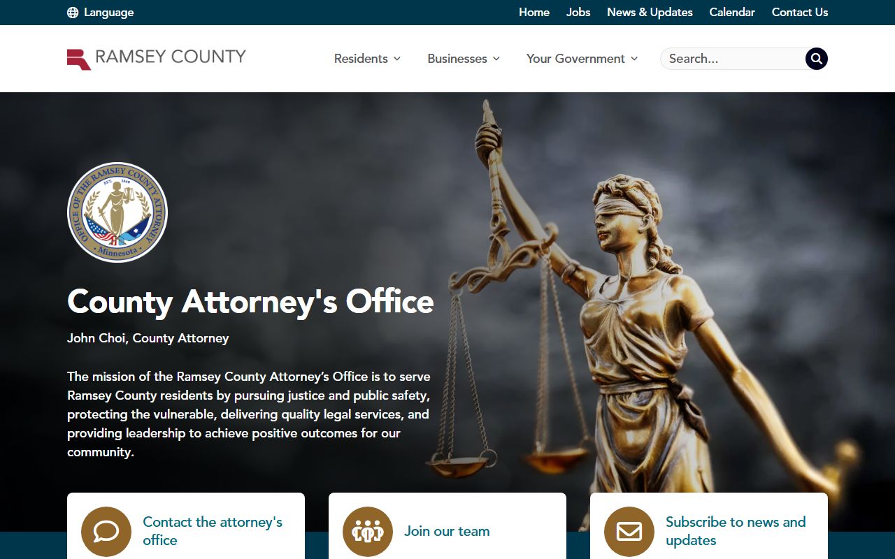Ramsey County arrest records county attorney office landing page