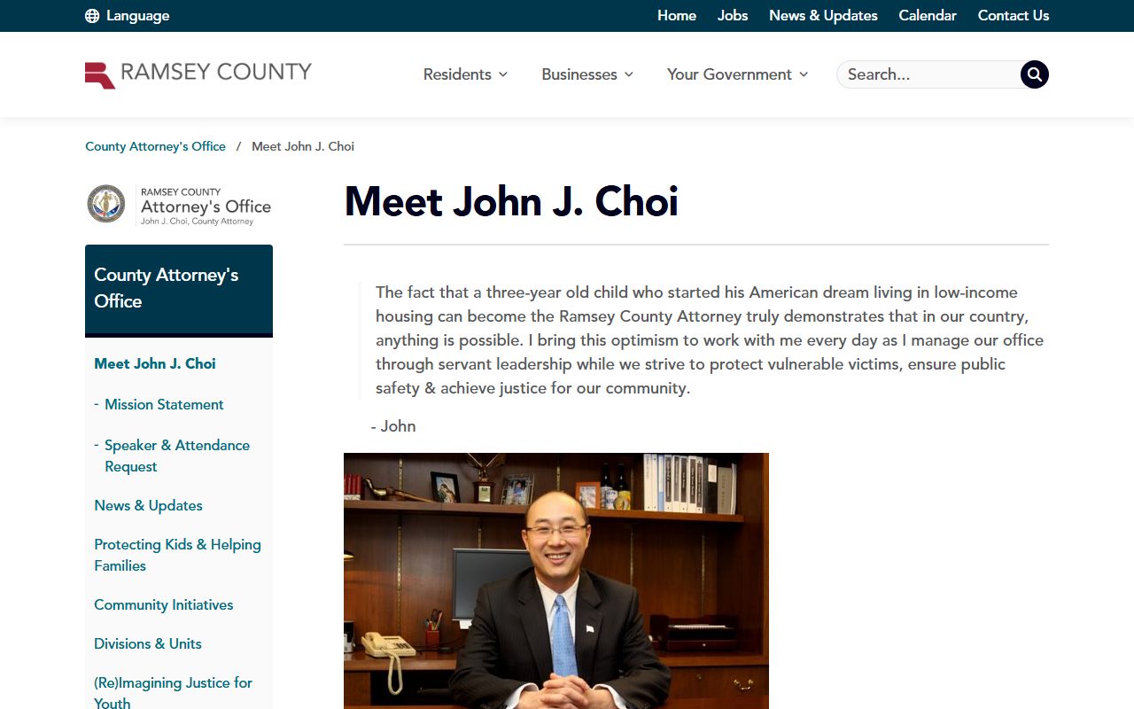 Ramsey County arrest records County Attorney John Choi biography