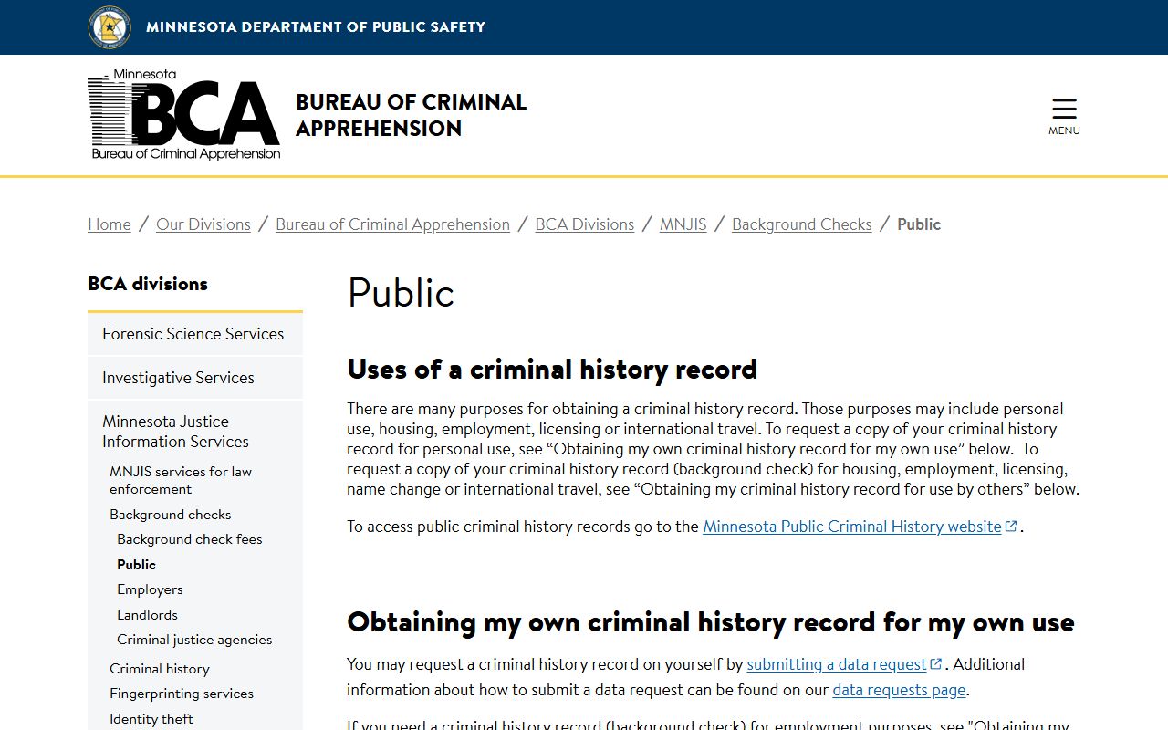 Ramsey County released inmates BCA public access page
