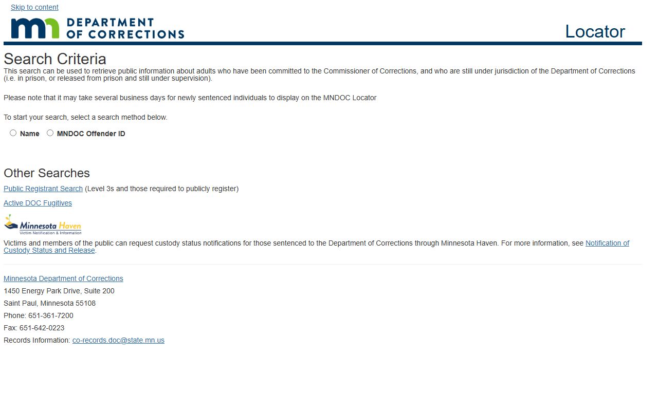 Ramsey County released inmates Minnesota DOC public locator