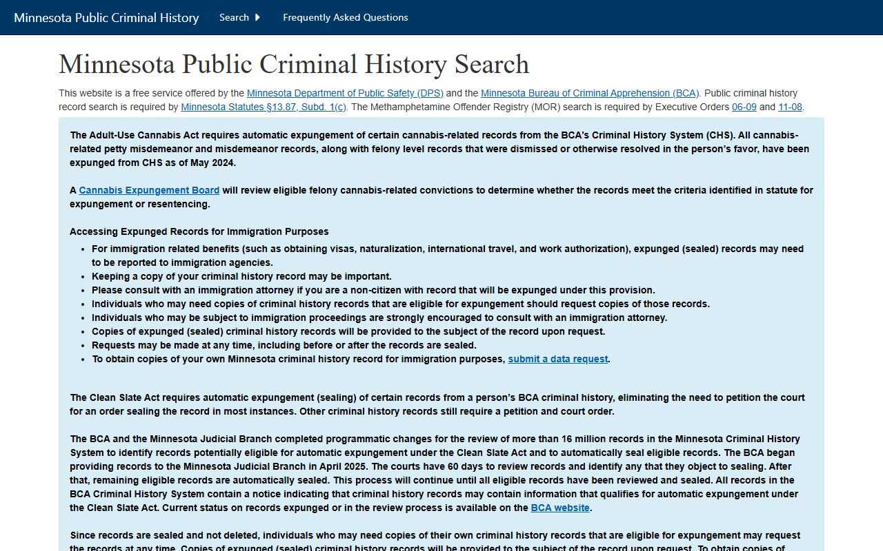 Ramsey County released inmates BCA criminal history search