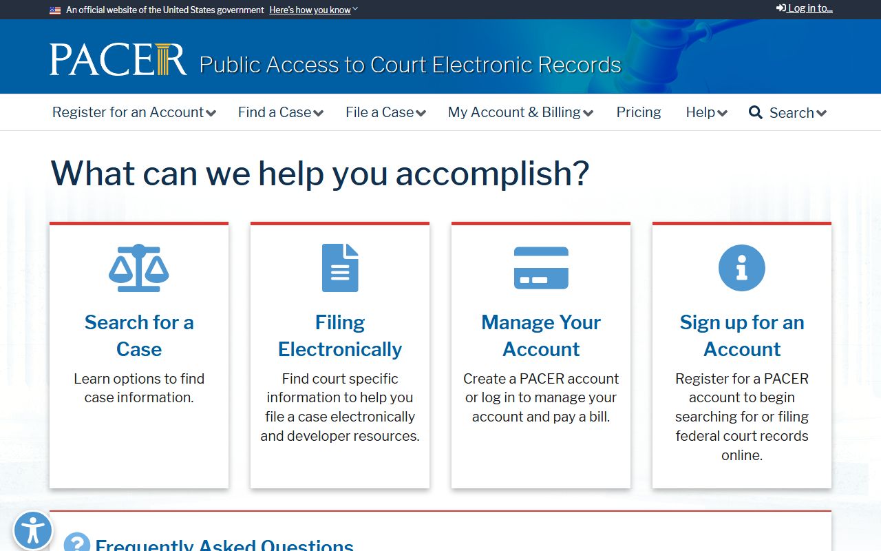 Ramsey County public records PACER account page